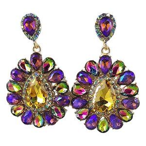 AB Purple and Yellow Dangle Earrings